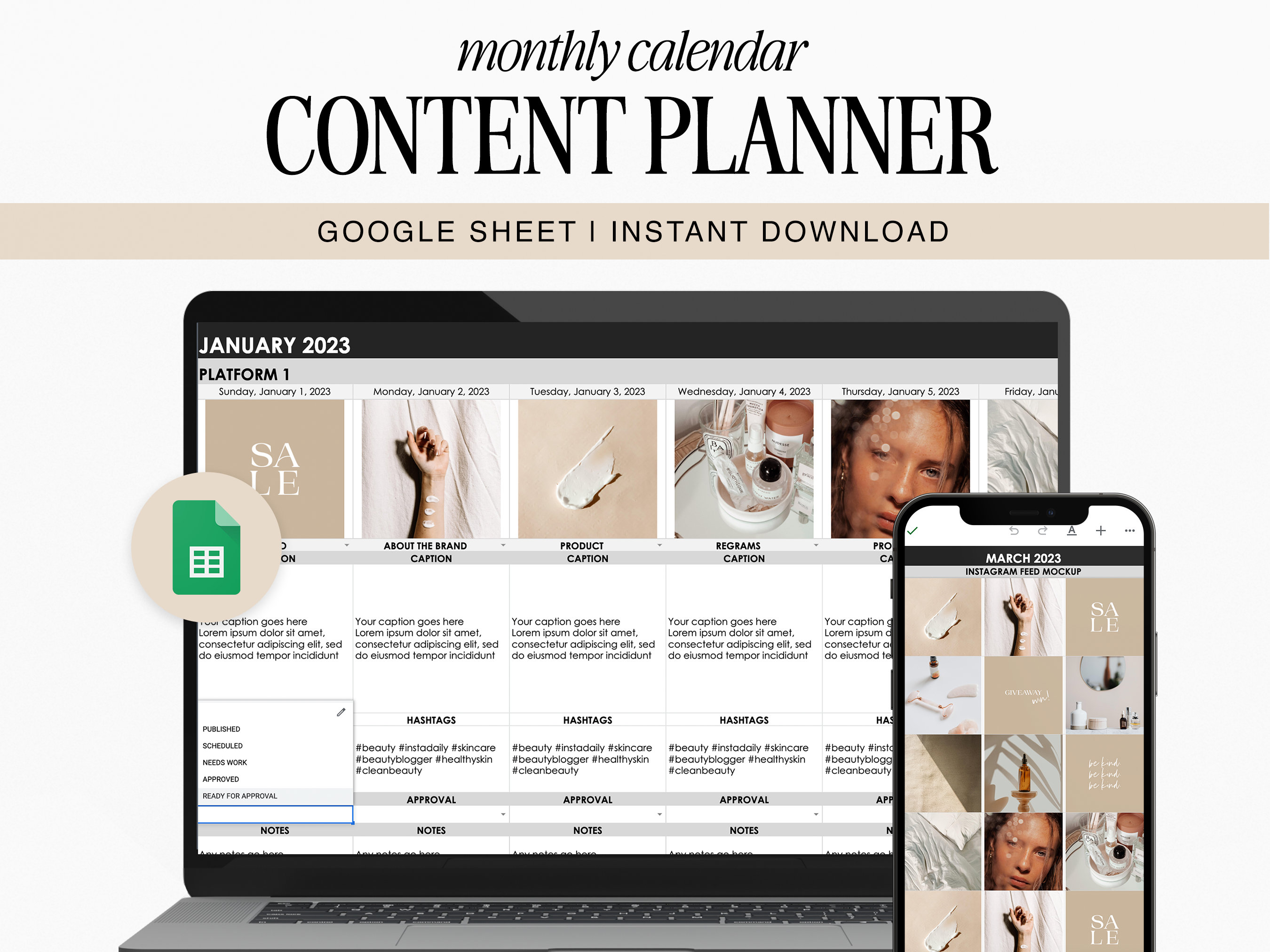 Social Media Content Calendar Template Monthly Google Sheet Spreadsheet  Batch Content Digital Download Instant Download - Etsy