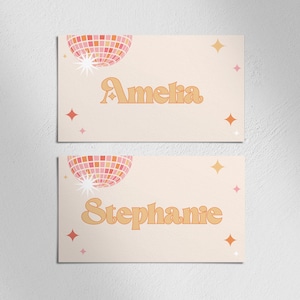 Tarjetas de lugar de The Last Disco para imprimir / Plantillas de tarjetas de lugar personalizadas / Papelería para eventos editable / Descarga digital de Canva / Despedida de soltera / 408