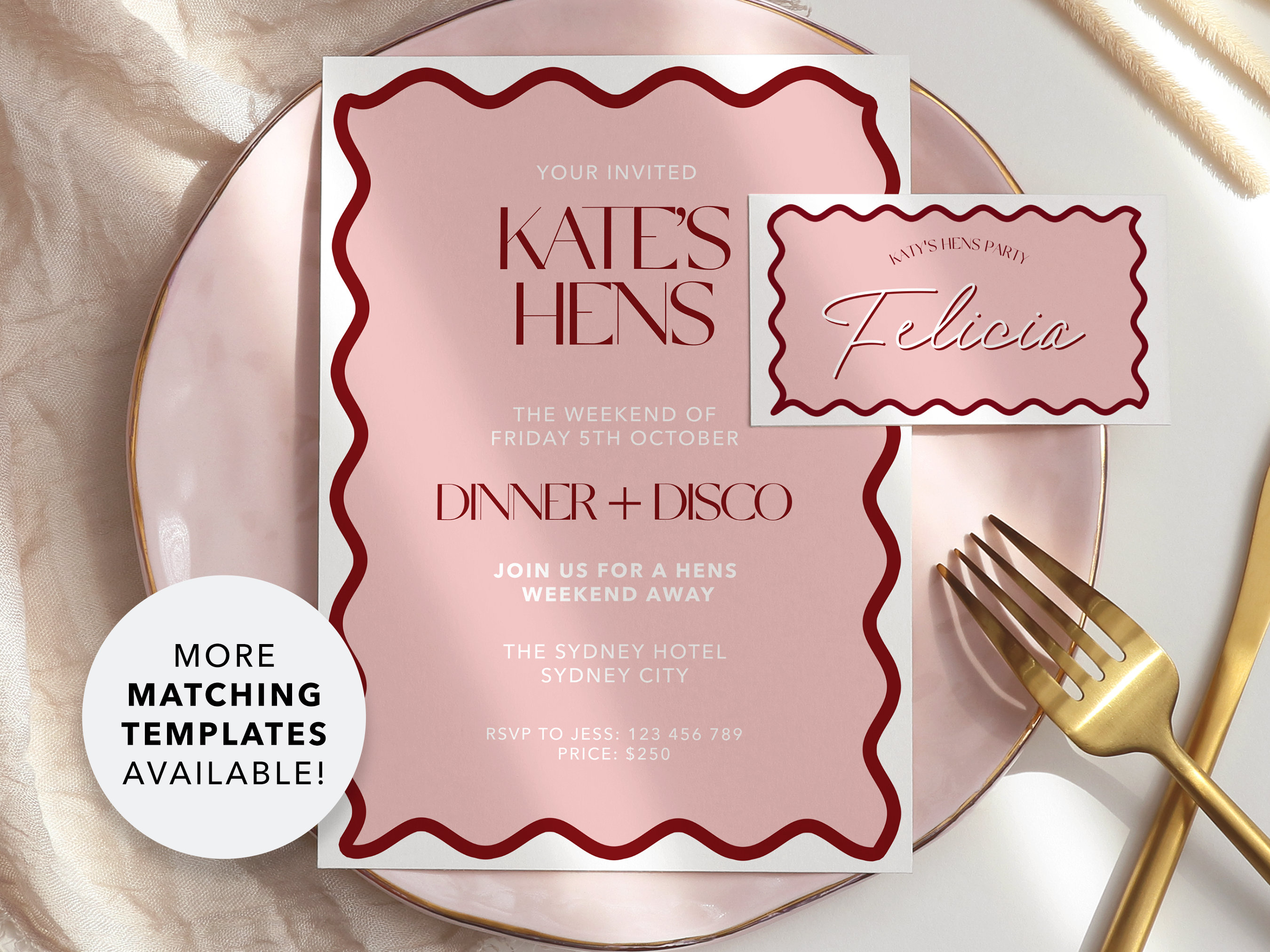 Printable Wavy Border Place Cards Custom Place Cards Etsy Australia