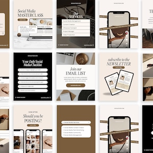 Instagram Social Media Manager Post Templates | Set of 50 | Canva Templates | INSTANT DOWNLOAD | Small Business Instagram |