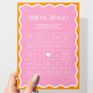 Bridal Bingo | Modern Hens & Bridal Shower Party Games | Bachelorette Party | Wavy Border | Instant Download | Print at Home | 204