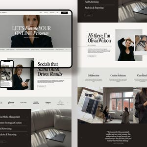 Modèle de site Web Squarespace 7.1 | Gestionnaire des médias sociaux | Agence de marketing | Assistants virtuels | Entraîneurs | Page de destination | Moderne et minimaliste image 2