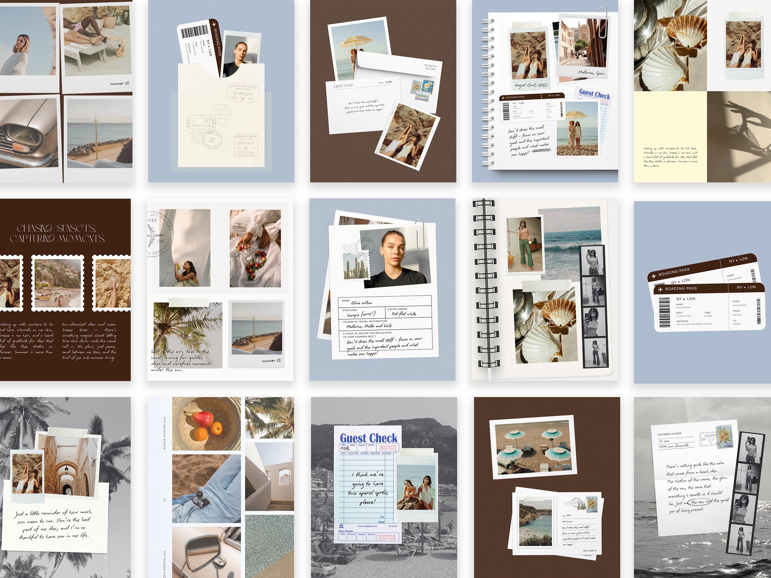 Summer Nostalgia Instagram Post Templates | Scrapbooking, Canva & PSD ...