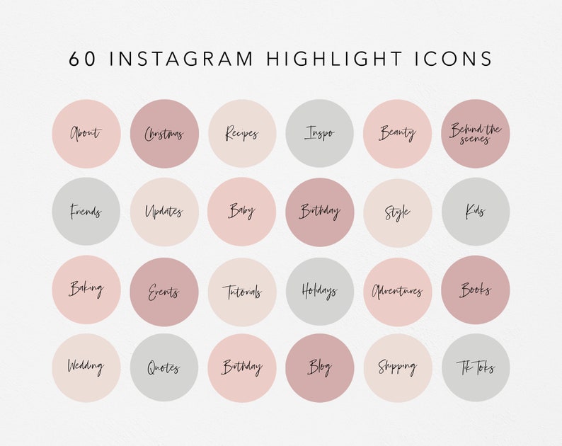 Instagram Story Highlight Cover Icons Script Pink Minimal | Etsy