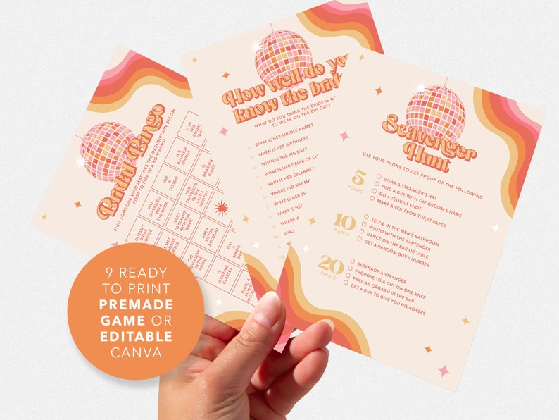 The Last Disco Hens & Bridal Shower Party Games Bachelorette Party 9 Game Bundle Instant Download Print at Home image 4