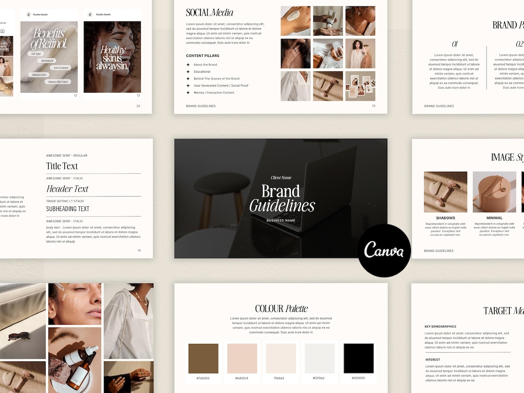 Brand Guidelines Template | Canva Template | Brand Manual | Brand Usage ...