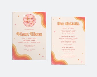 Modern Hens & Bachelorette Invite | Bachelorette Party | The Last Disco  | Instant Download | Print at Home