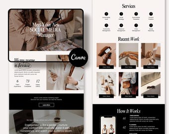 Modèle de page de vente Canva | Page de destination du gestionnaire de médias sociaux
