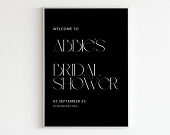 Printable Hens Bridal Shower Welcome Sign | DIY | Wedding | Party Decor | Canva Digital Download | Classic Black and White