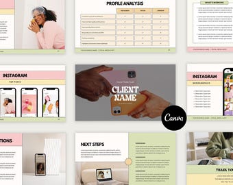 Social Media Audit Template | Client Audit for Social Media Manager | Canva Template | Editable Audit | 812