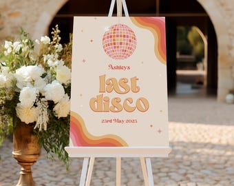 Printable Bridal Shower Sign | Hens Welcome Sign | Event Sign | Bachelorette Canva Digital Download | The Last Disco  | 408