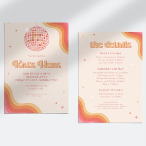 Modern Hens & Bachelorette Invite | Bachelorette Party | The Last Disco  | Birthday Invite | Instant Download | Print at Home | 408