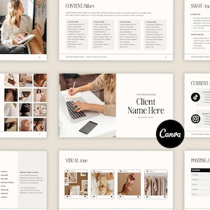 Social Media Strategy Template | Client Strategy for Social Media Manager | Social Media Proposal | Canva Template |