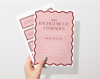 Dirty Bachelorette Charades | Pink & Red Hen Party Game (Printable)