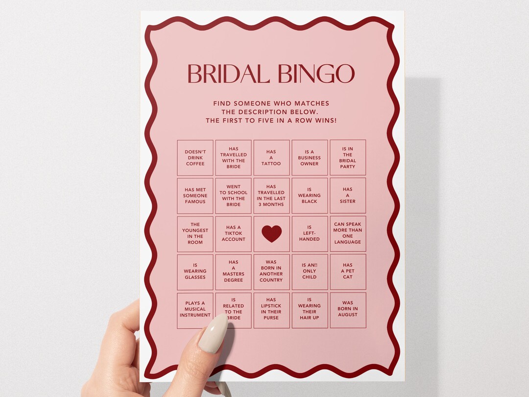 Bridal Bingo Game Hens Bridal Shower Party Game Bachelorette Bridal Bingo Game Hens Bridal Shower Party Game Bachelorette