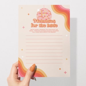 Memories For The Bride Game | Hens & Bridal Shower Party Game | Bachelorette | The Last Disco | Instant Download | Print at Home