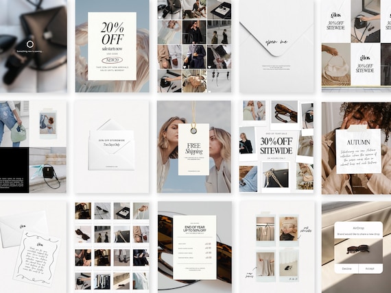 Instagram Fashion Ecommerce Post Templates | Set of 20 | Canva & PSD Photoshop File | INSTANT DOWNLOAD | Small Business Instagram