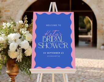 Printable Wavy Border Bridal Shower Sign | Hens Welcome Sign | Canva Digital Download | Editable Colours | Instant Download | 301