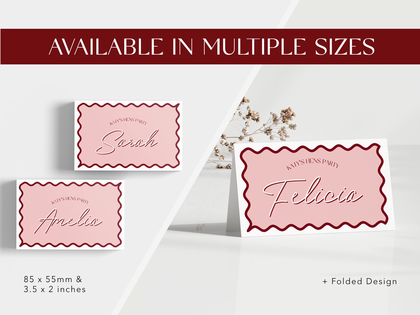 Printable Wavy Border Place Cards Custom Place Cards Etsy Australia