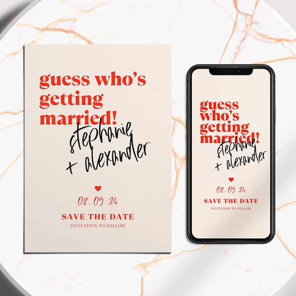 Printable & Electronic Digital Save The Date Wedding Cards | Modern Design | E-invite | Canva Template | Digital Download