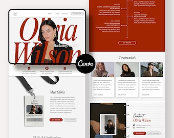 Marketing Portfolio Website Template  | Canva Portfolio Template | Digital Marketer | Social Media Manager | Marketing Manager