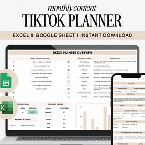 TikTok & Reel Video Content Planner  | Google Sheet Spreadsheets | Excel Spreadsheet | Batch Content | Digital Download
