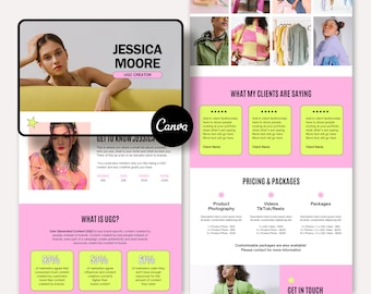 Portfolio UGC moderne et coloré | Modèle de CGU et kit média | Kit média | Modèle de portfolio | Site Web du CGU | Site Web Canva