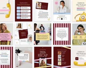 Podcast Instagram Templates | Canva & PSD, 21 Posts