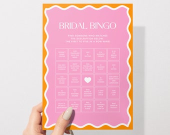 Bridal Bingo | Modern Hens & Bridal Shower Party Games | Bachelorette Party | Wavy Border | Instant Download | Print at Home