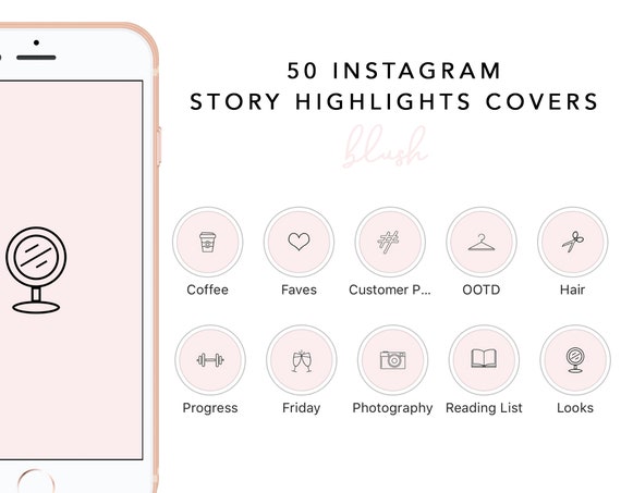 Instagram Story Highlight Cover Icons Blush Pink Minimal | Etsy