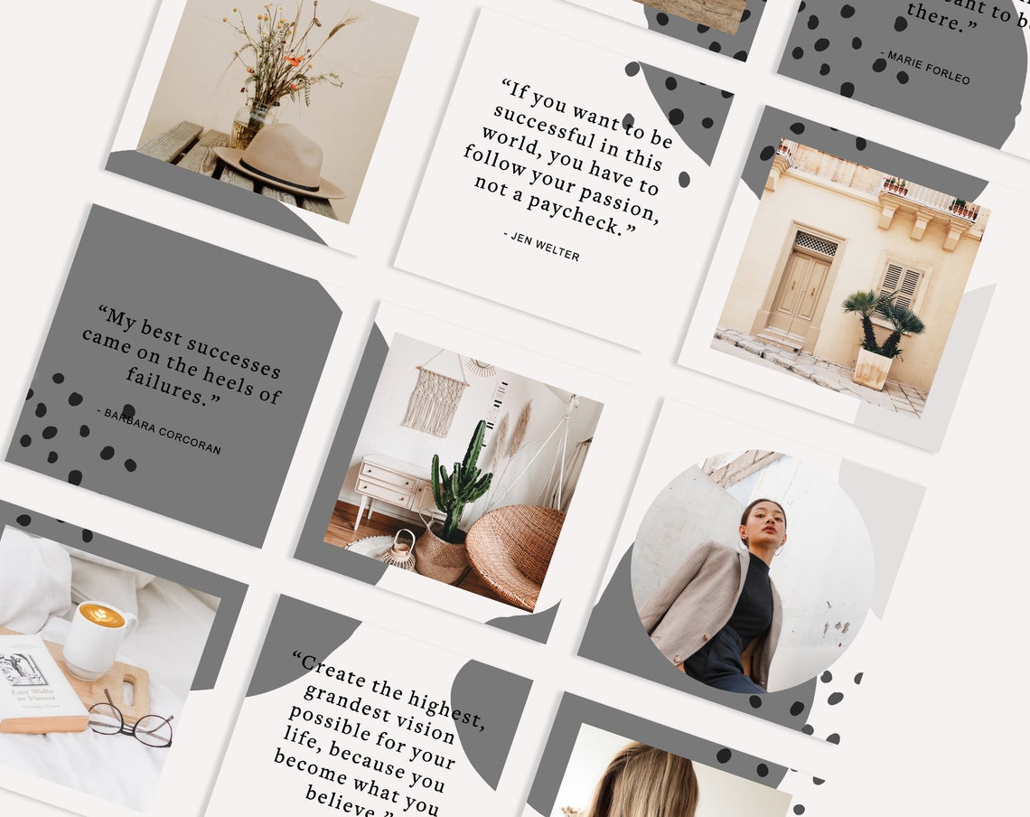 Black & White Instagram Puzzle Grid Template PSD Photoshop | Etsy