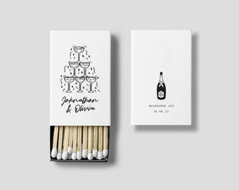 Matchbook Favor Templates | Personalized Matches | Custom Wedding Party Favor | Canva Template | Handdrawn Design | 201