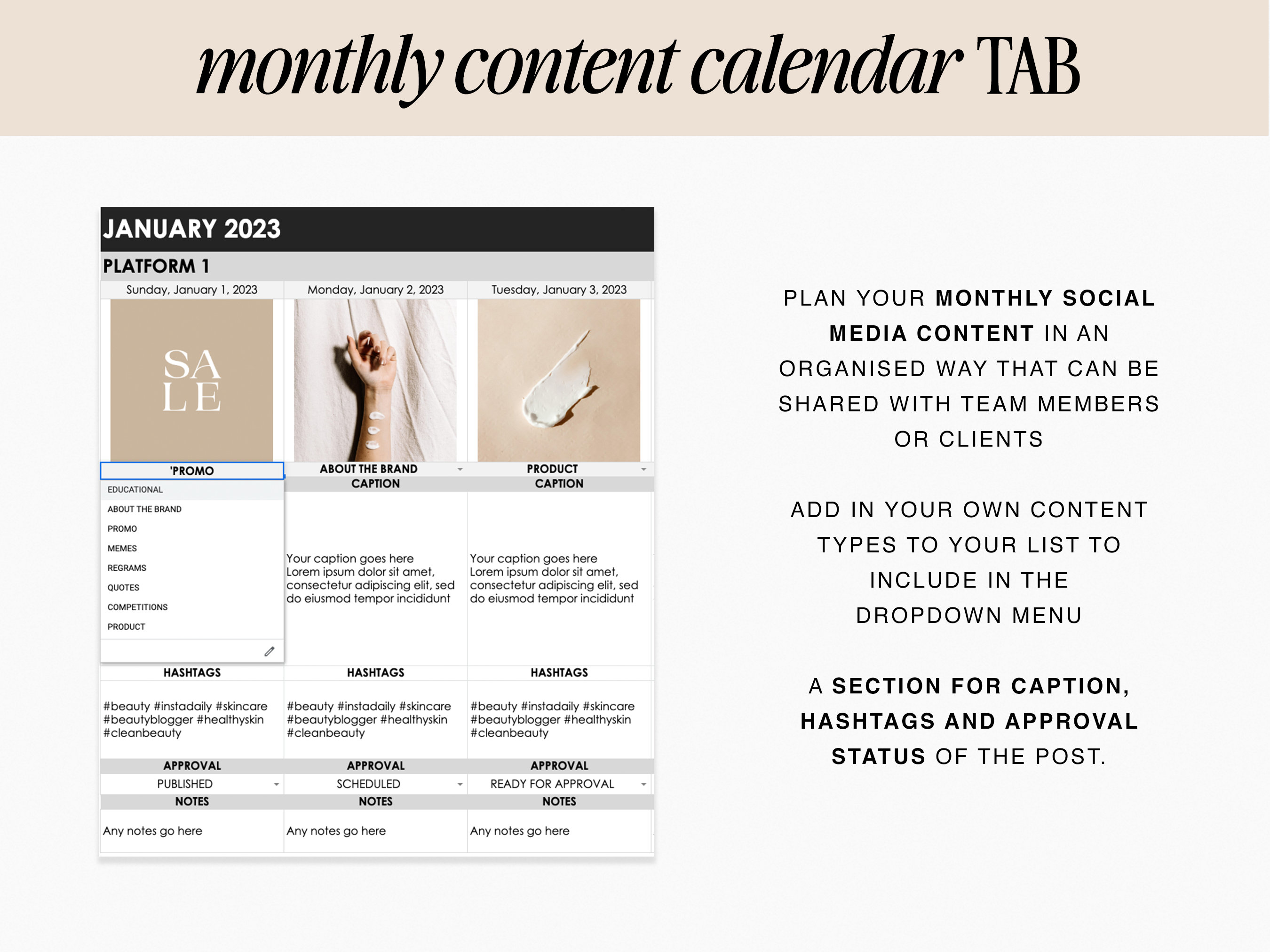 Social Media Content Calendar Template Monthly Google Sheet Spreadsheet  Batch Content Digital Download Instant Download - Etsy