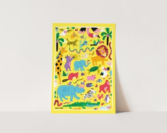 Animals poster - A3 print - Recycled paper