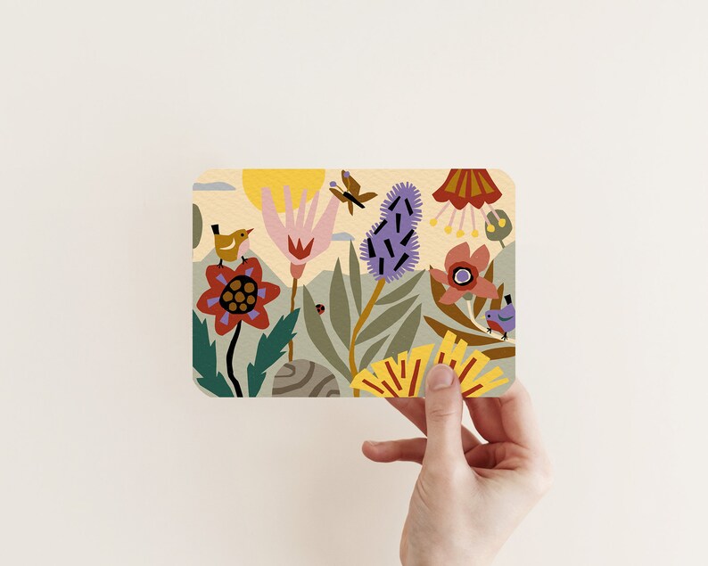 Postcard Garden Flowers Card with floral pattern A6 Get Well Soon, Birthday, Friendship, Say Hi image 3
