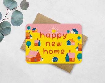 Carte postale Happy New Home avec enveloppe - Carte de déménagement - Billet pour déménagement