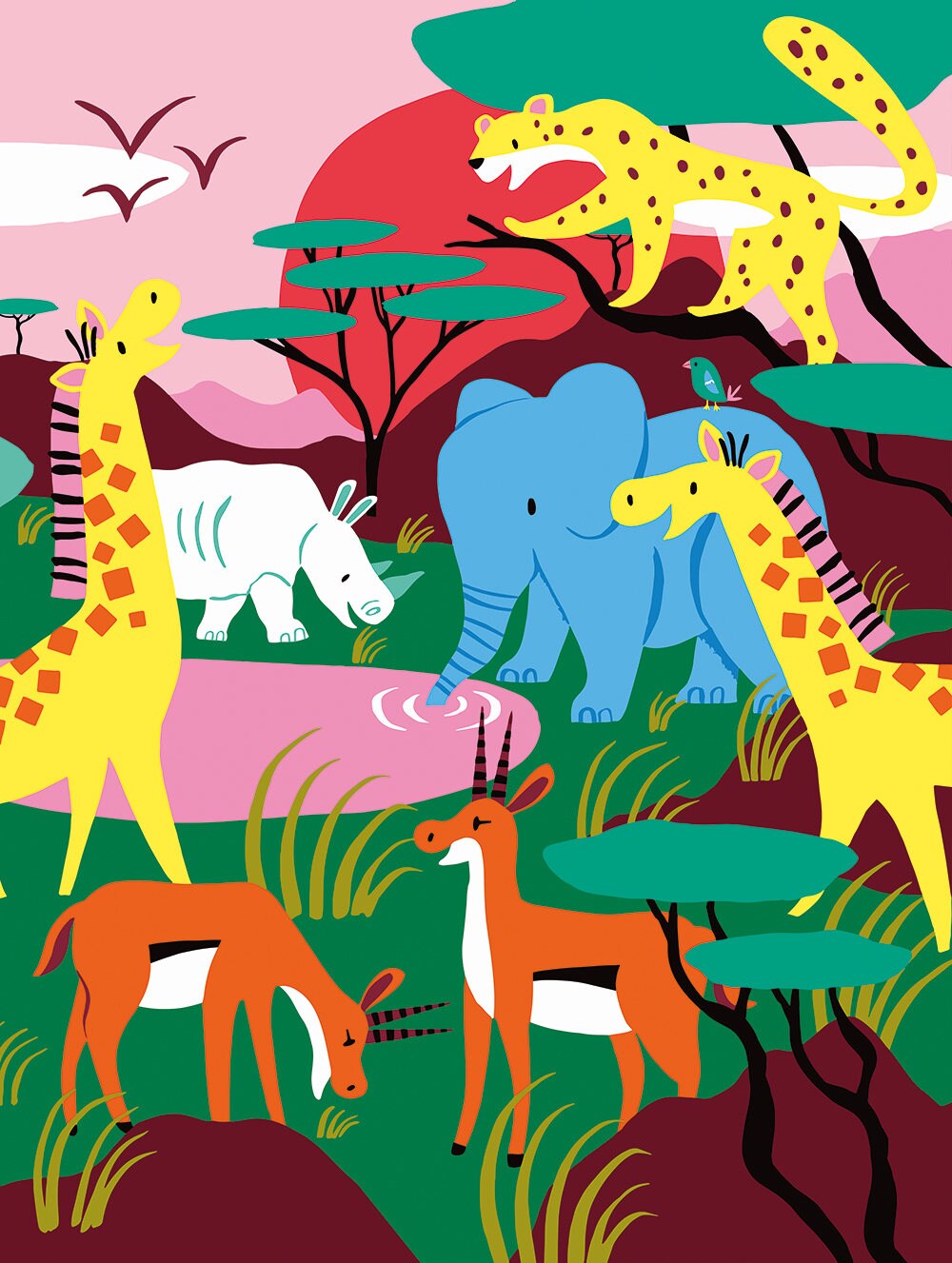 Poster Safari Print Kids Room 40 X 30 Cm or A4 Size | Etsy