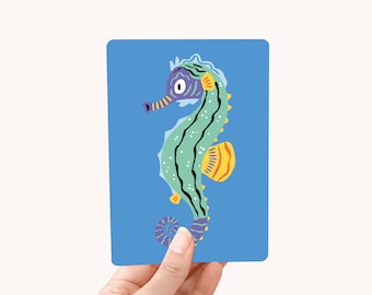 Postcard A6 Seahorse - Card for kids and animal lovers