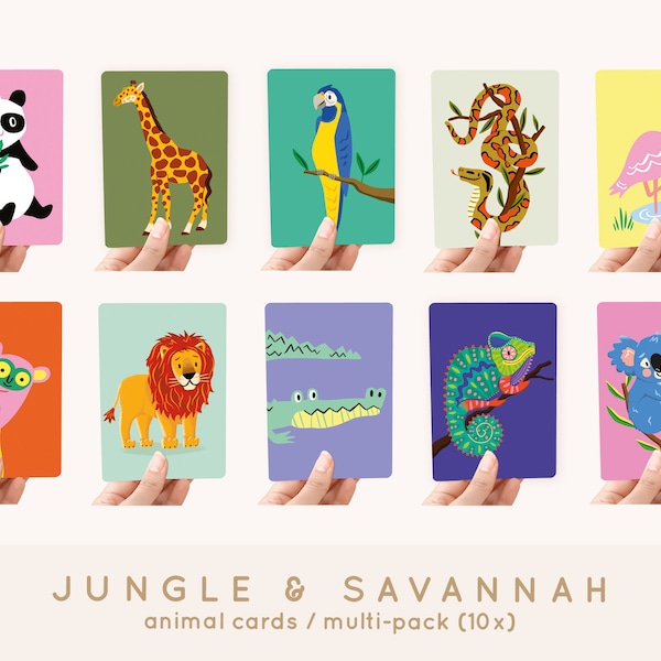 Cartes Jungle & Savannah A6 MULTI-PACK 10x animaux - Carte postale