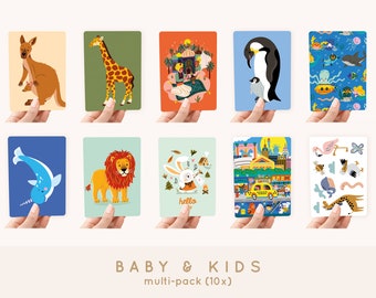 Cards A6 MULTI-PACK! 10x - Baby & Kids Postcards for newborns and children's birthdays