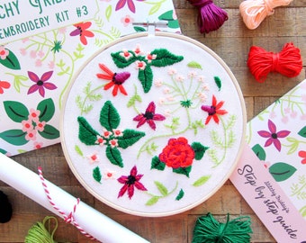 DIY Embroidery Kit #3 Flowers - Stitchy Friday's floral embroidery kit, the perfect gift for DIY lovers!