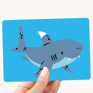 Carte Shark - Ocean Animals Illustration - Carte postale / Carte postale A6 pour enfants