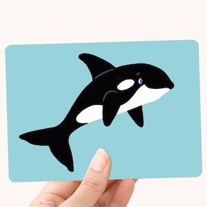 Carte d’Orca - Illustration d’animaux d’océan - carte postale / carte postale A6 pour des enfants