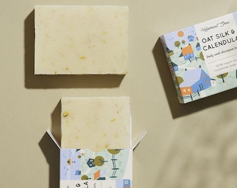 Oat Silk & Calendula shampoo bar - Vegan hair soap - Handmade soap, 100% natural!