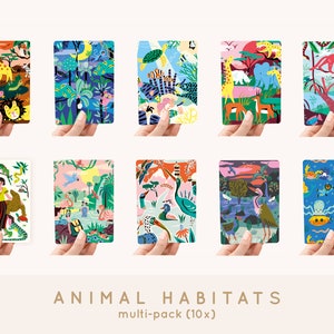 Cards A6 MULTI-PACK! 10x - Animal Habitats greeting cards / postcards