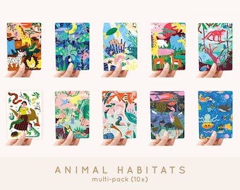 Cards A6 MULTI-PACK! 10x - Animal Habitats greeting cards / postcards