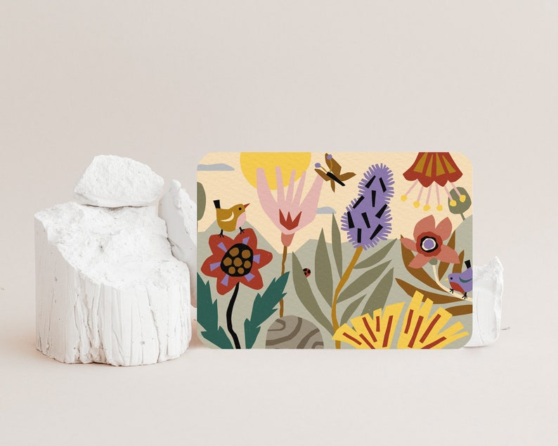 Cartolina Garden Flowers - Cartolina con stampa floreale A6 - Cartolina Guarisci, Compleanno, Festa, Forza, Amicizia immagine 2