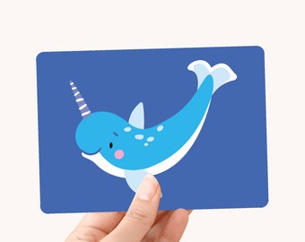 Postcard Narwhal - Under the Sea - greeting card / postcard