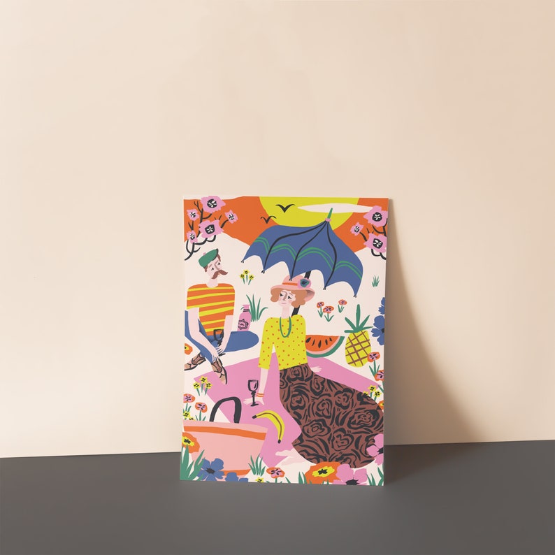 in love Poster Romantic Picnic A3 print A4 poster cute gift for her picnic print I love you poster love poster romantic print