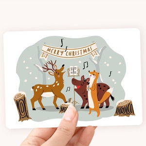 Kerstkaart A6 - Bosdieren - postkaart / ansichtkaart